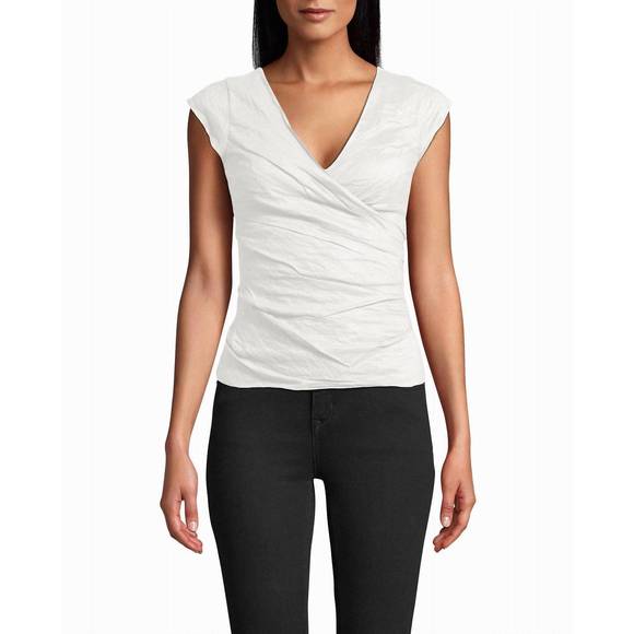 NEW NICOLE MILLER cotton metal logan top in white